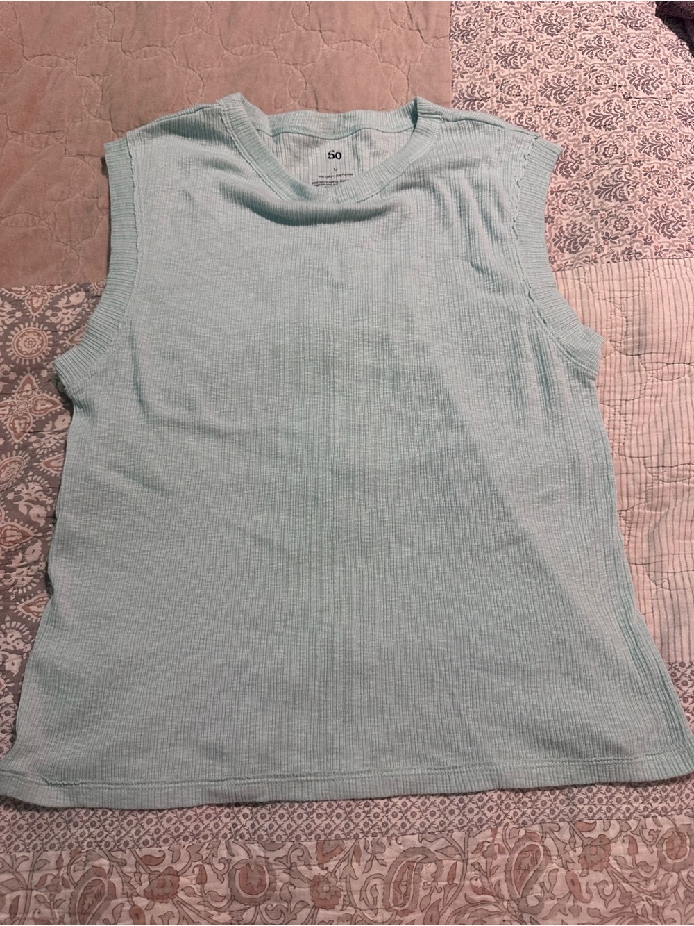 So Light Blue Sleeveless Ribbed Women's Tank Top